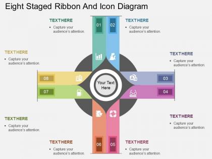 Ay eight staged ribbon and icon diagram flat powerpoint design