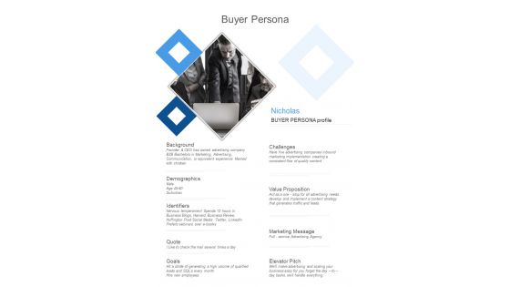 B2B Content Marketing Proposal Buyer Persona One Pager Sample Example Document
