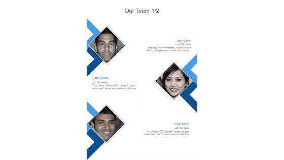 B2B Content Marketing Proposal Our Team One Pager Sample Example Document