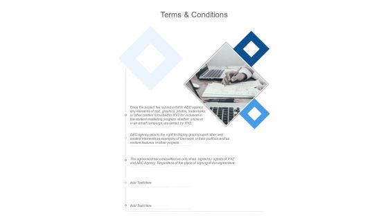 B2B Content Marketing Proposal Terms And Conditions One Pager Sample Example Document