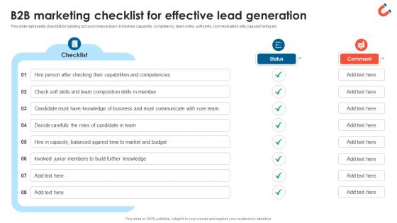 B2B Marketing Checklist For Effective Lead Generation B2B Lead Generation Techniques