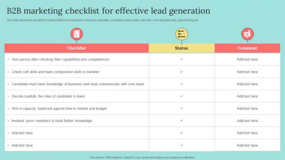 B2b Marketing Checklist For Effective Lead Generation B2b Marketing Strategies To Attract