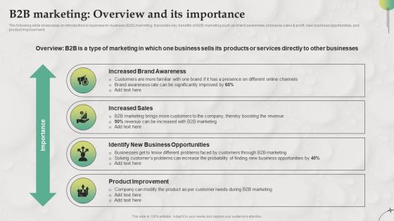 B2B Marketing Overview And Its Importance B2B Marketing Strategies For Service MKT SS V