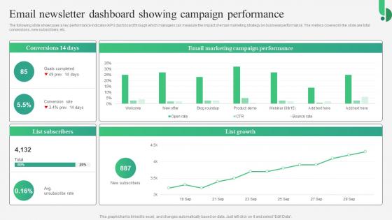 B2B Marketing Strategies Email Newsletter Dashboard Showing Campaign MKT SS V