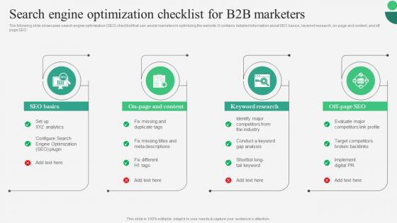 B2B Marketing Strategies Search Engine Optimization Checklist For B2B Marketers MKT SS V