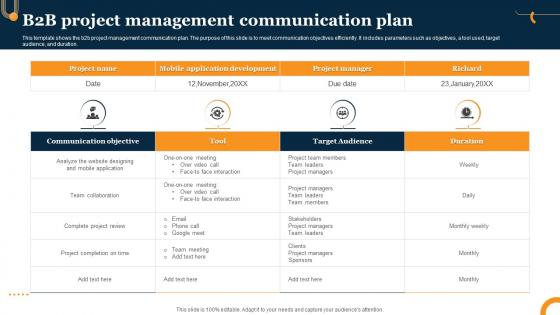 B2B Project Management Communication Plan