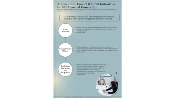 B2B Sales Playbook Bottom Of The Funnel BOFU Initiatives For B2B One Pager Sample Example Document