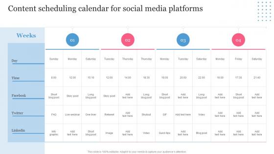 B2B Social Media Marketing Plan For Product Content Scheduling Calendar For Social Media Platforms