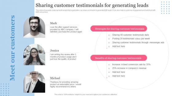 B2B Social Media Marketing Plan For Product Sharing Customer Testimonials For Generating Leads