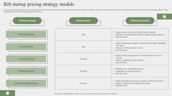 B2B Startup Pricing Strategy Models