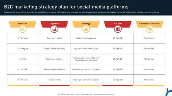 B2c Marketing Strategy Plan For Social Media Platforms