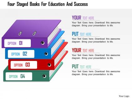 Ba four staged books for education and success powerpoint templets