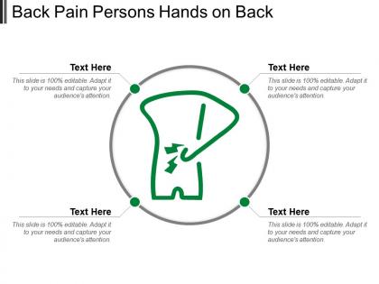 Back pain persons hands on back
