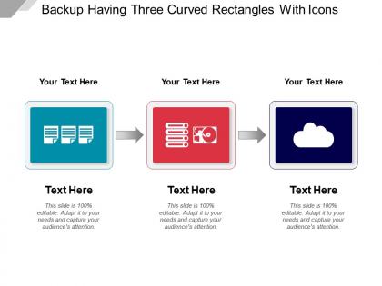 Backup having three curved rectangles with icons