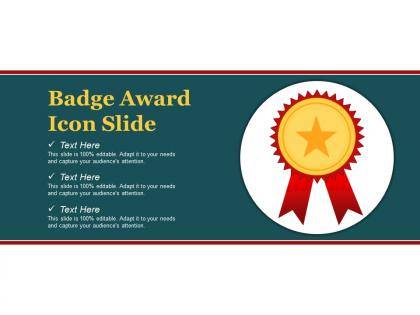 Badge award icon slide ppt example