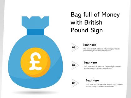 Bag full of money with british pound sign