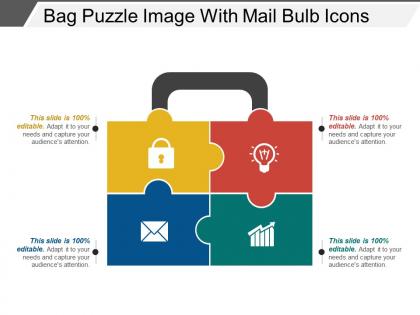 Bag puzzle image with mail bulb icons