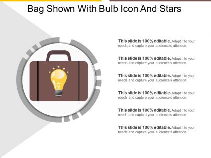 Bag shown with bulb icon and stars