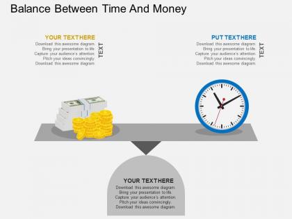 Balance between time and money flat powerpoint design