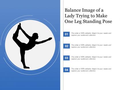 Balance image of a lady trying to make one leg standing pose