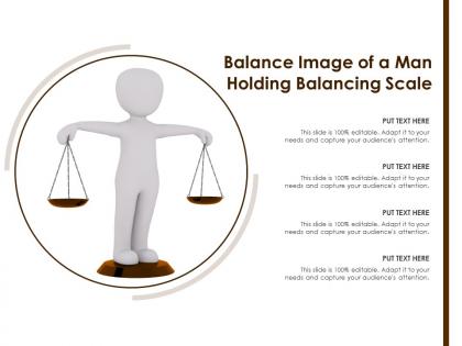 Balance image of a man holding balancing scale