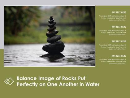 Balance image of rocks put perfectly on one another in water