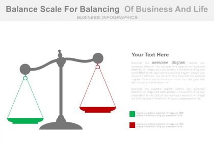 Balance scale for balancing of business and life powerpoint slides