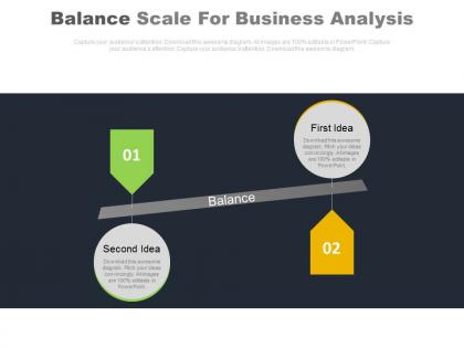 Balance scale for business analysis powerpoint slides