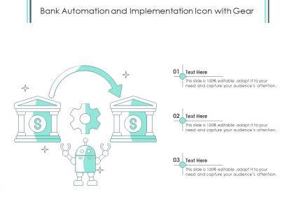 Bank automation and implementation icon with gear
