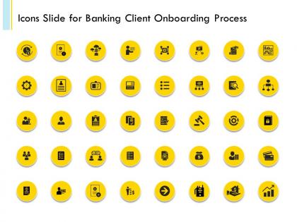 Banking client onboarding process icons slide for banking client onboarding process