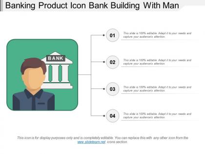 Banking product icon bank building with man