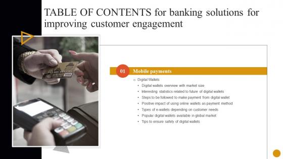 Banking Solutions For Improving Customer Engagement Table Of Contents Fin SS V