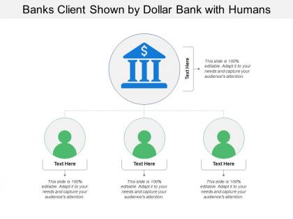 Banks client shown by dollar bank with humans