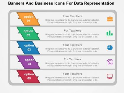 Banners and business icons for data representation flat powerpoint design