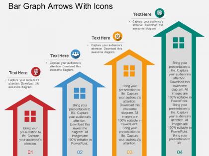 Bar graph arrows with icons flat powerpoint design