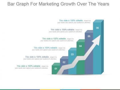 Bar graph for marketing growth over the years ppt slide styles