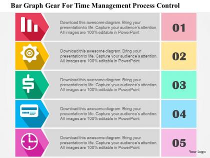 Bar graph gear for time management process control flat powerpoint design