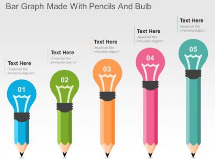 Bar graph made with pencils and bulb flat powerpoint design