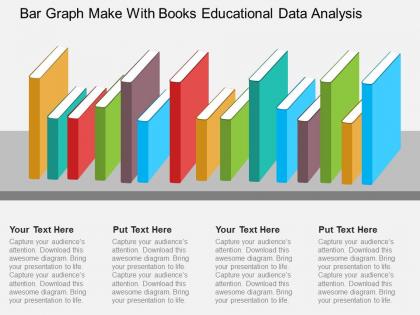 Bar graph make with books educational data analysis flat powerpoint design