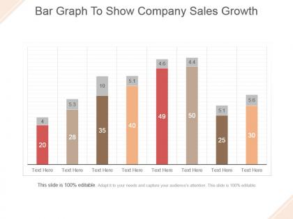 Bar graph to show company sales growth powerpoint slide themes