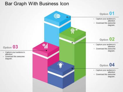 Bar graph with business icon flat powerpoint design