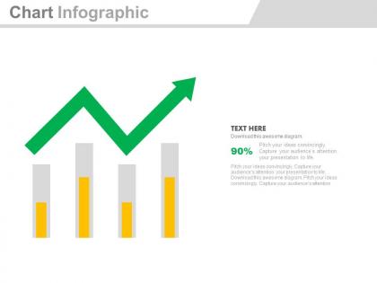 Bar graph with growth arrow for analysis powerpoint slides