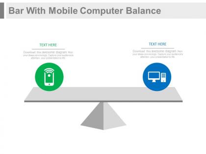 Bar with mobile computer balance powerpoint slides