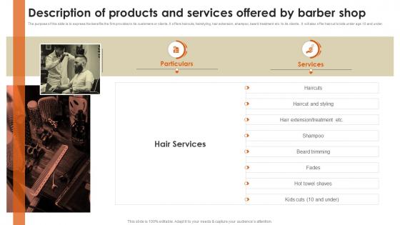 Barber Shop Business Plan Description Of Products And Services Offered By Barber Shop BP SS