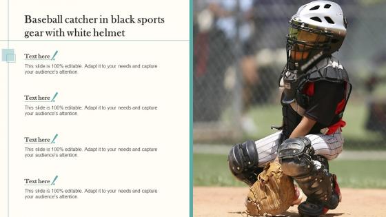 Baseball Catcher In Black Sports Gear With White Helmet