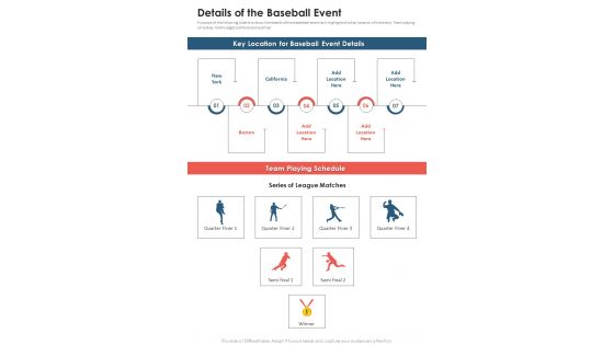 Baseball Funding Proposal Details Of The Baseball Event One Pager Sample Example Document