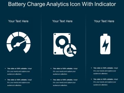 Battery charge analytics icon with indicator