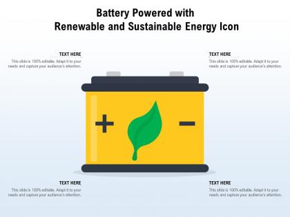 Battery powered with renewable and sustainable energy icon