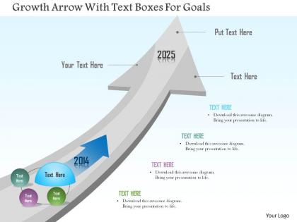 Bb growth arrow with text boxes for goals powerpoint template