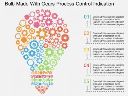 Bc bulb made with gears process control indication flat powerpoint design